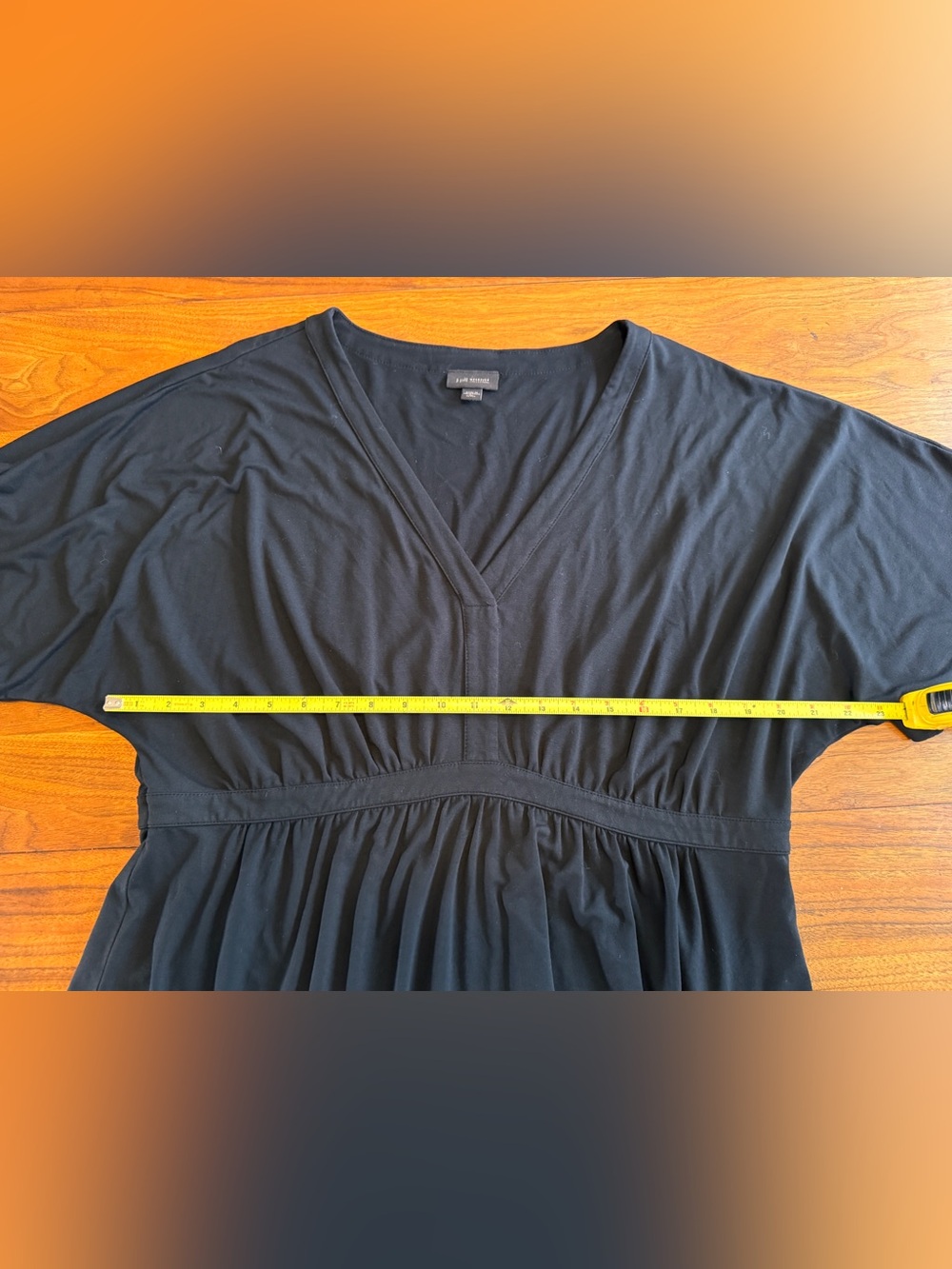 J Jill Jersey Knit Short Sleeve Black Dress with Gathered Waist Like New Sz XL - Picture 5 of 7